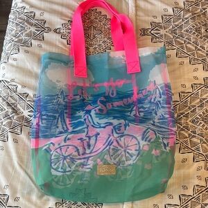 Lilly Pulitzer Tote Bag with Pink Handles